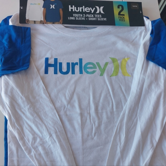 3/$30 Hurley Boy's 👦 Classic Crew Neck Graphic Logo T-shirt 2pk - Picture 10 of 11